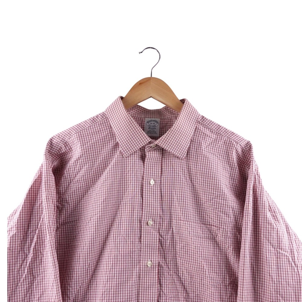 Brooks Brothers Classic‎ Non Iron Gingham Button Down Shirt Mens 18-34 Red White